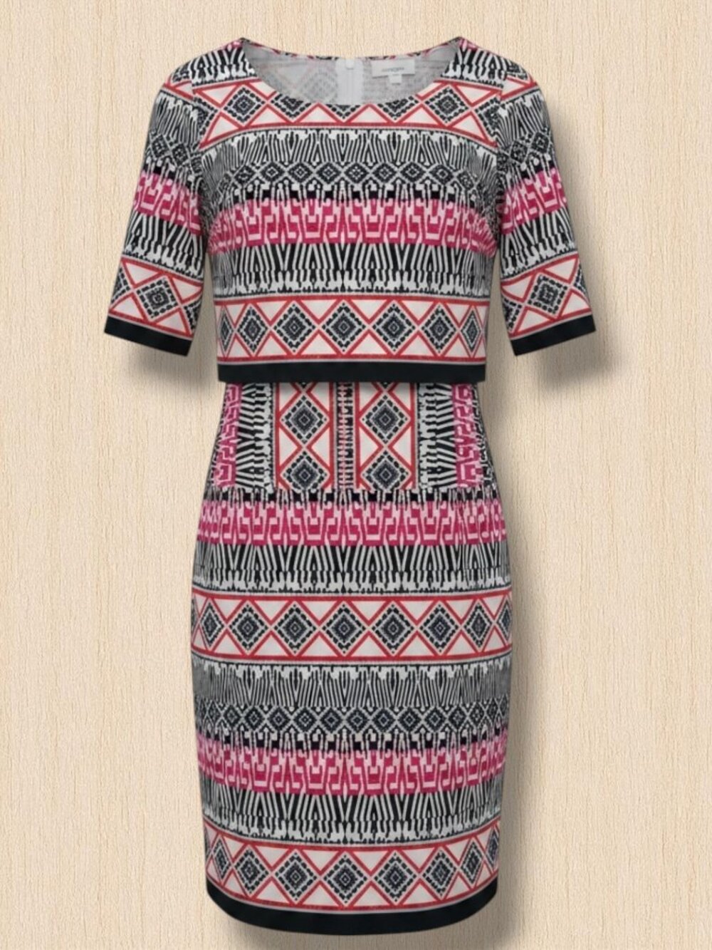 Eliza J Tribal Print Optic Two-Piece Look Mini Dress Red Blue Pink 2P